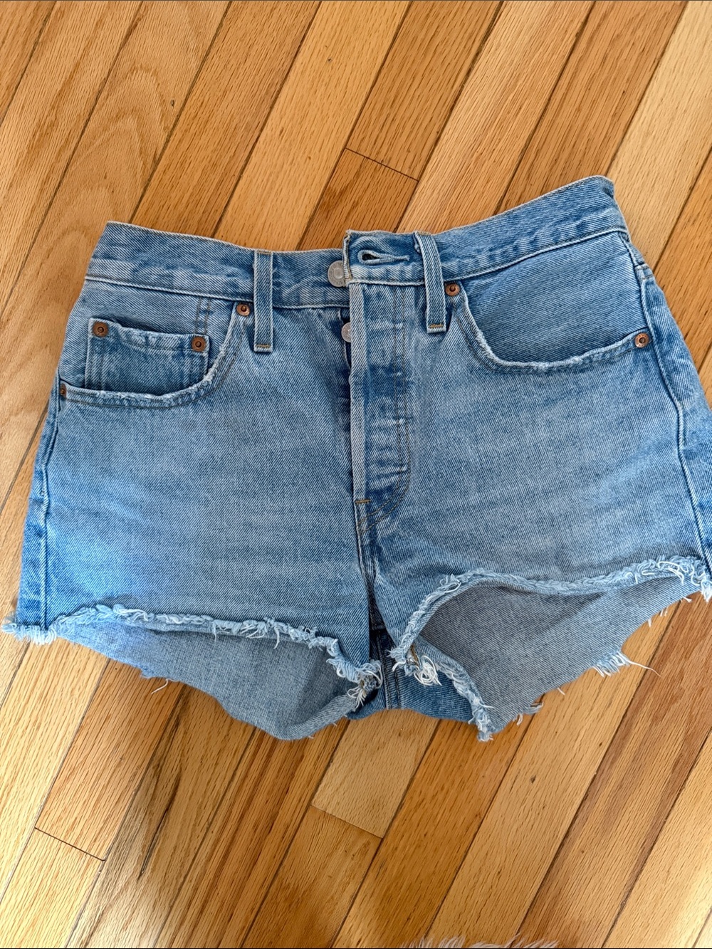 Levi's 501 Light Blue High-Waist Cutoff Denim Shorts